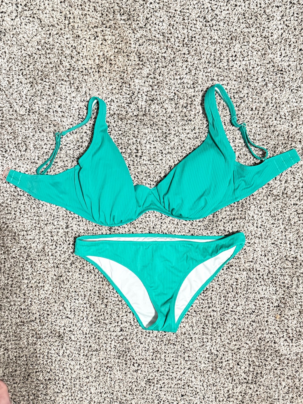 Shade & Shore Teal Ribbed Two-Piece Bikini Set